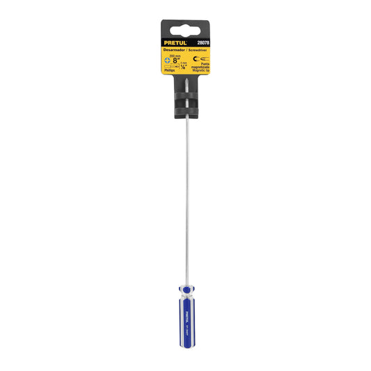 Desarmador de cruz de 1/8 x 8 con mango de PVC
