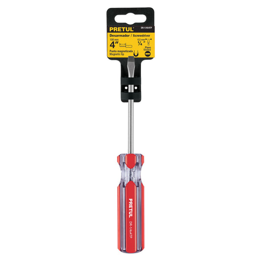 Desarmador plano de 1/4 x 4 con mango de PVC
