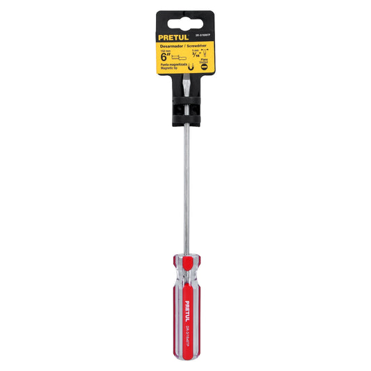 Desarmador plano de 3/16 x 6 con mango de PVC