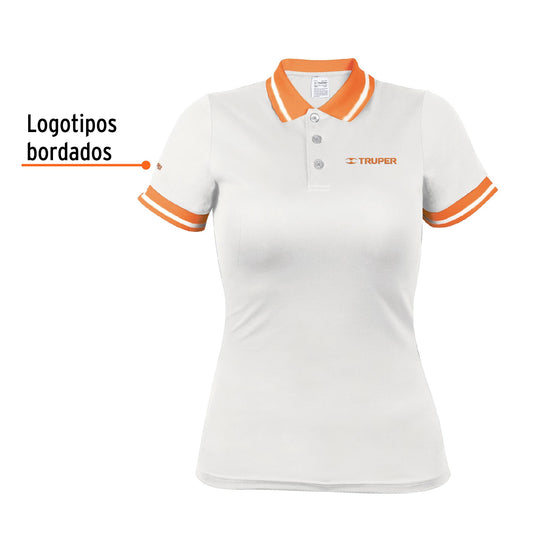 Playera polo performance para mujer blanca talla mediana