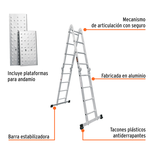Escalera multiposición tipo I con 16 peldaños