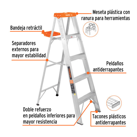 Escalera de tijera tipo II con bandeja 4 peldaños