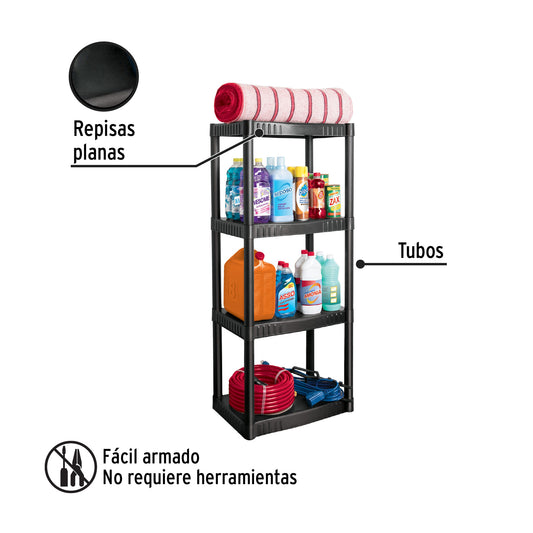 Estante plástico con 4 repisas capacidad 27 kg
