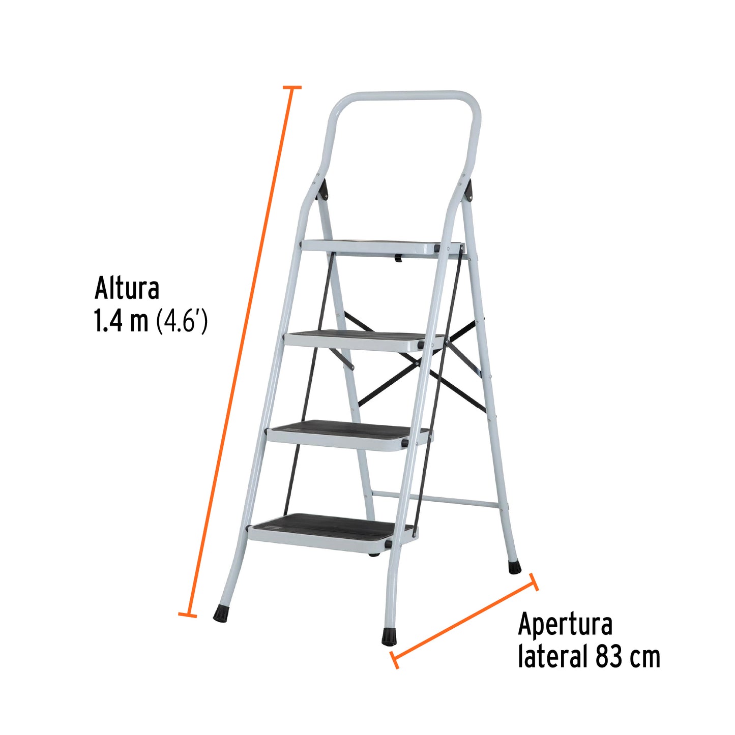 Escalera Tubular, Plegable, 4 Peldaños