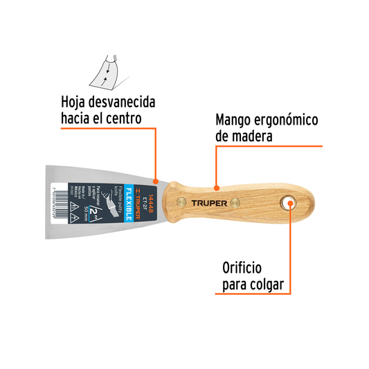 Espátula flexible 2 con mango de madera