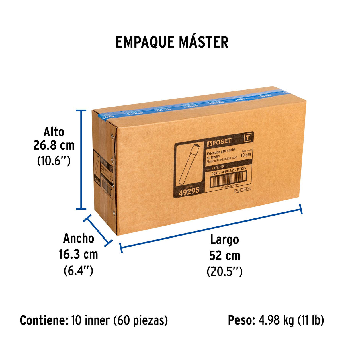 Extensión 10 cm latón cromado para contra de lavabo, 1-1/4" · vista 7
