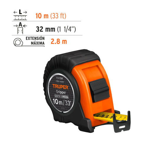 Cinta métrica Gripper contra Impactos 10m cinta 32 mm