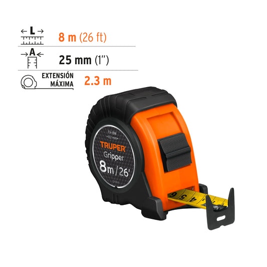 Cinta métrica Gripper contra Impactos 8 m cinta 25 mm