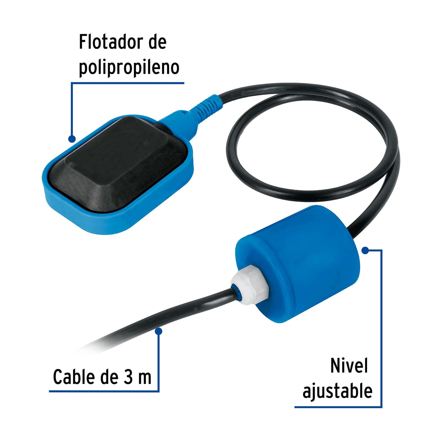 Flotador eléctrico de polipropileno con cable de 3 m