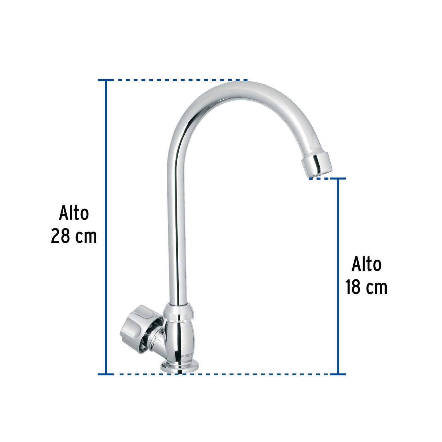 Llave individual para fregadero de ABS con cuello curvo y maneral hexagonal
