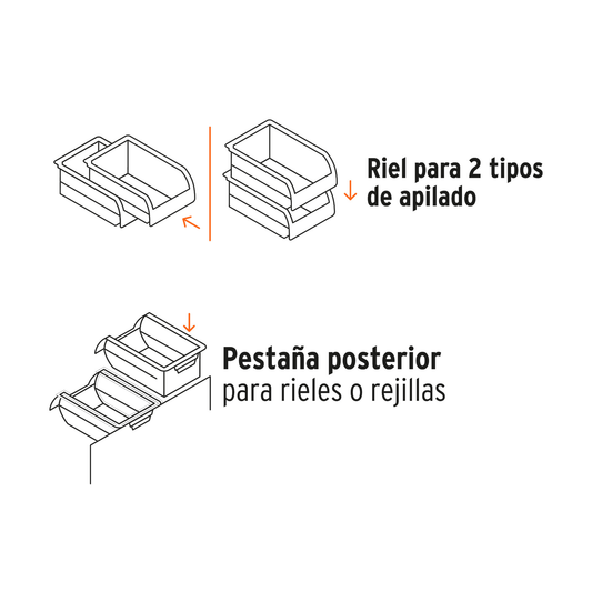 Gaveta apilable 5 de plástico 41x31x18 cm