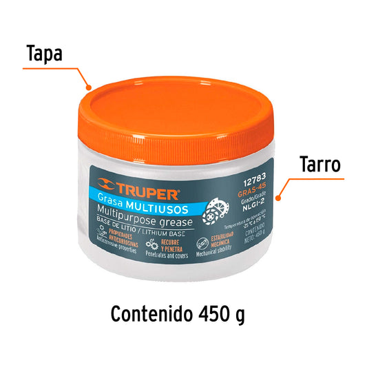 Grasa lubricante multiusos base litio de 450 g