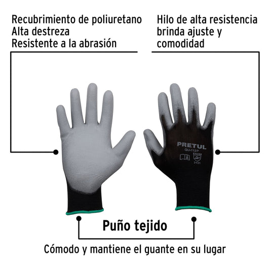 Guantes textiles con recubrimiento de poliuretano