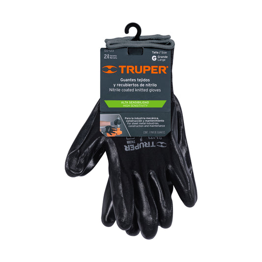 Guantes de nylon recubiertos de nitrilo grande
