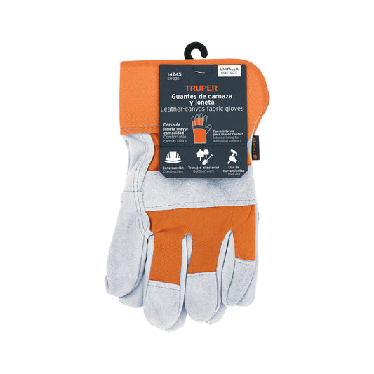 Guantes de carnaza y loneta unitalla TRUPER (GU-235)