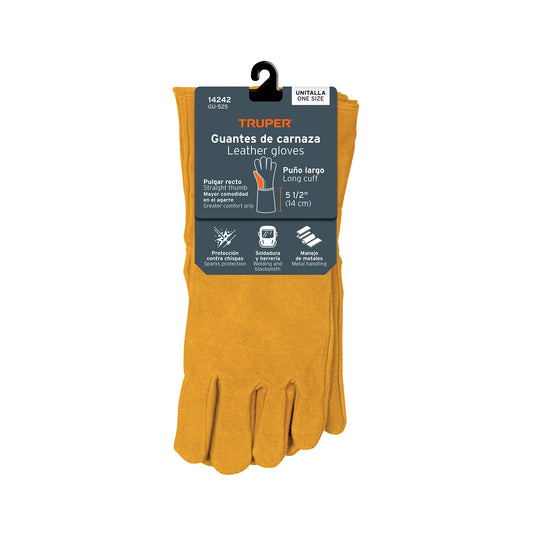 Guantes de carnaza largos unitalla TRUPER (GU-525)