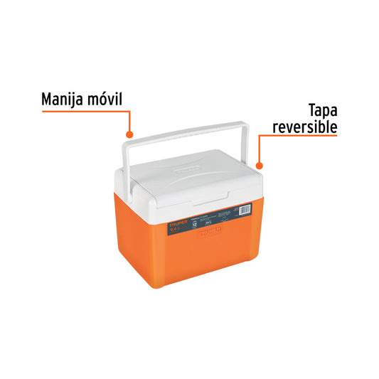 Hielera de 9.4 L con tapa reversible y manija móvil