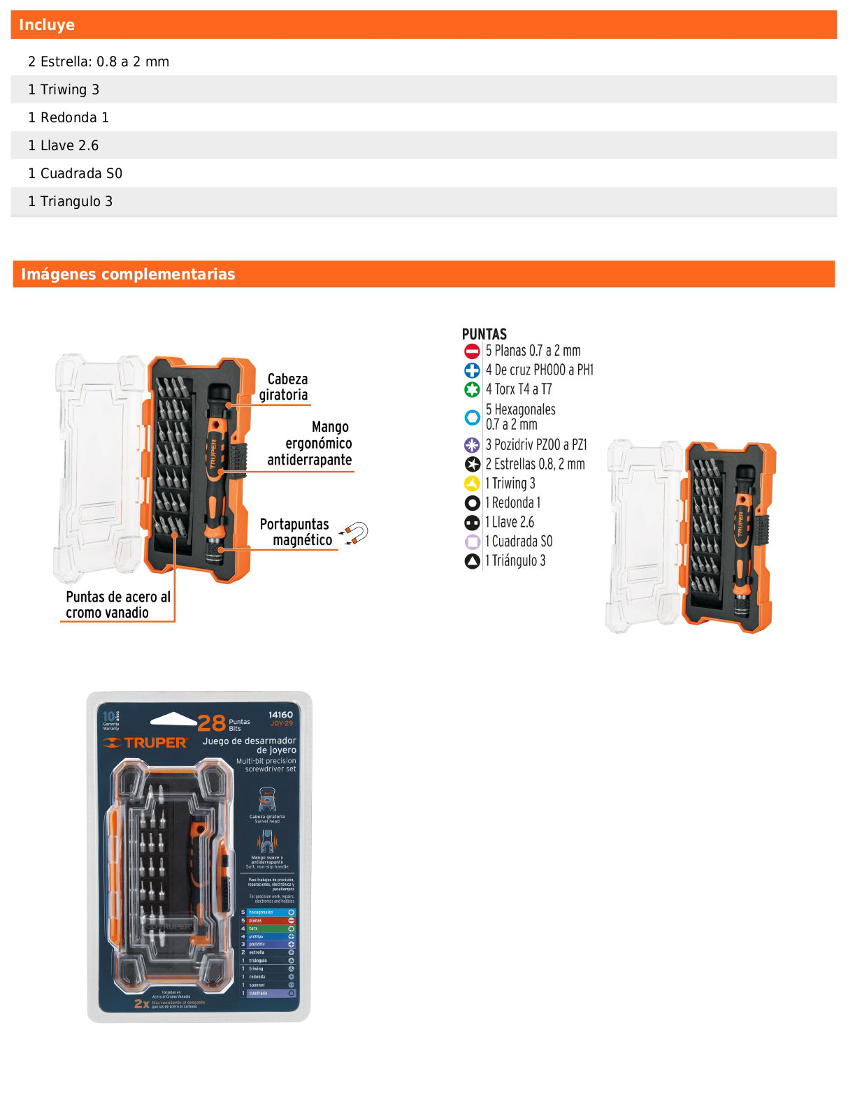Desarmador de precisión con 28 puntas intercambiables