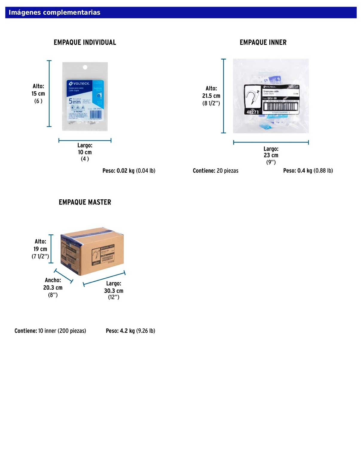 Bolsa con 20 grapas blancas de 5 mm para cable redondo