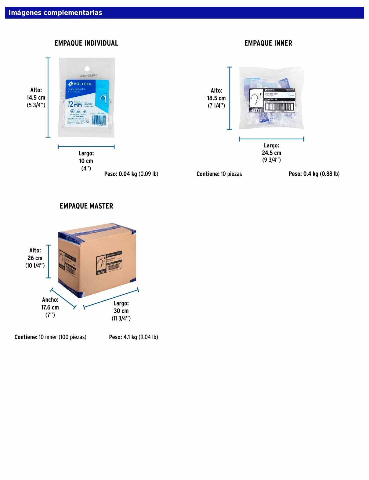 Bolsa con 20 grapas blancas de 12 mm para cable redondo