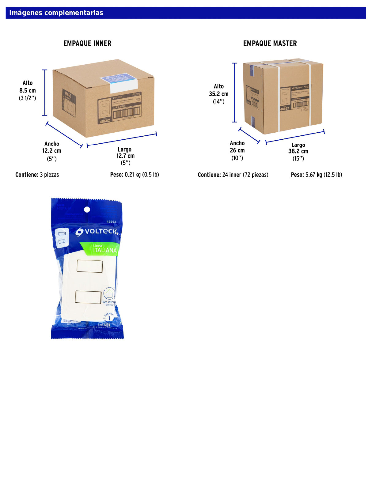 Placa armada de 2 interruptores sencillos con línea italiana