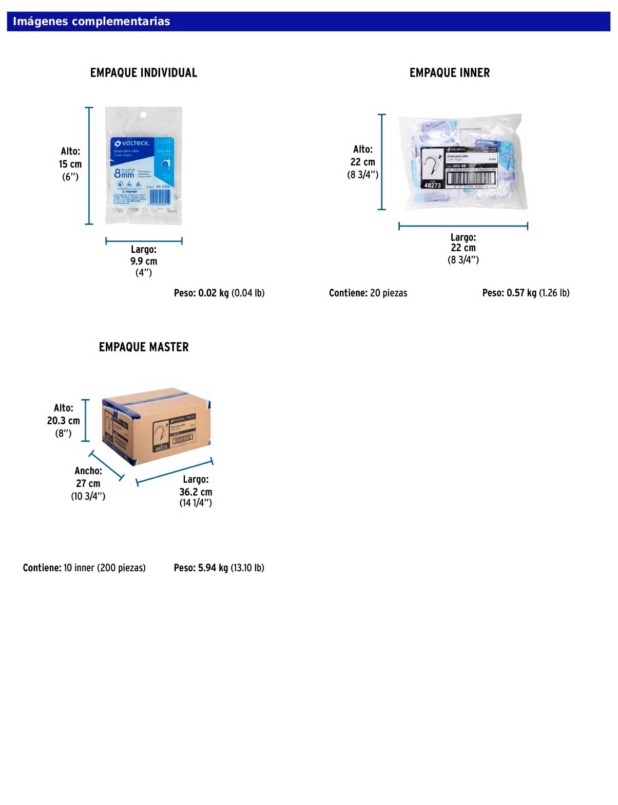 Bolsa con 20 grapas blancas de 8 mm para cable redondo