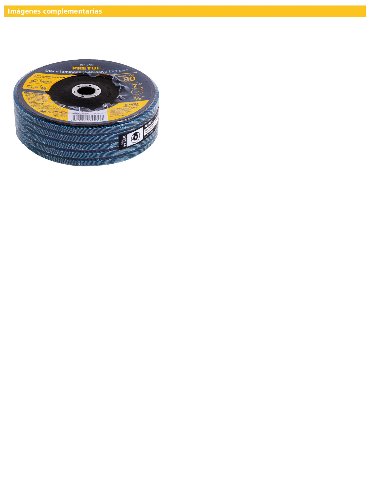 Disco laminado de 7" grano 80 con centro 7/8"