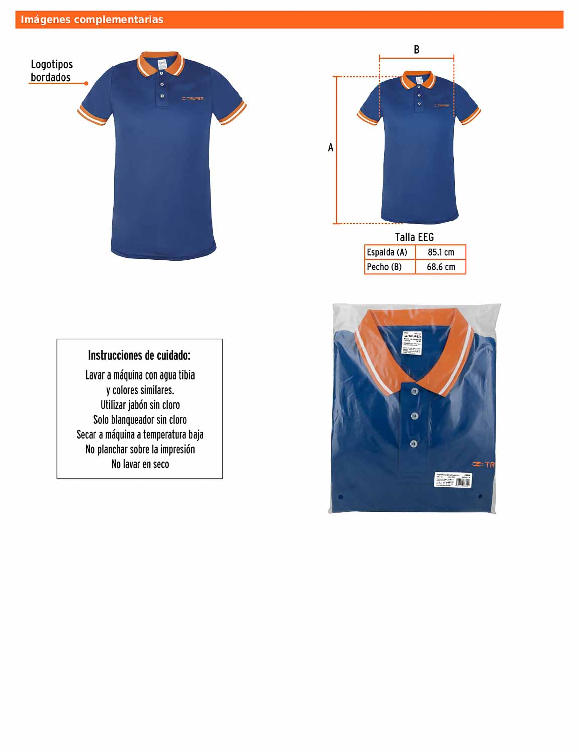 Playera polo performance para hombre azul talla extra extra grande