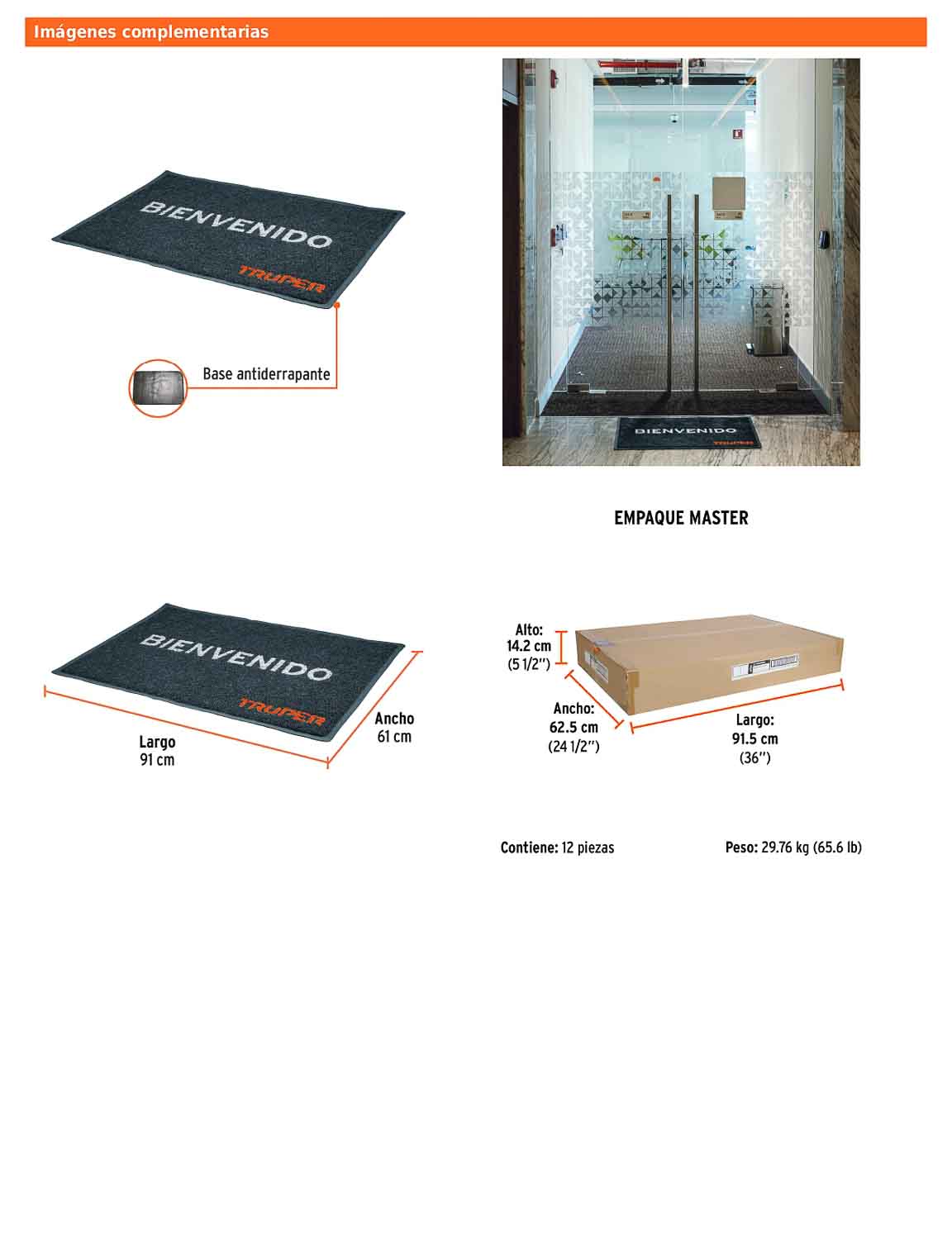 Tapete para entrada en PVC con base antiderrapante