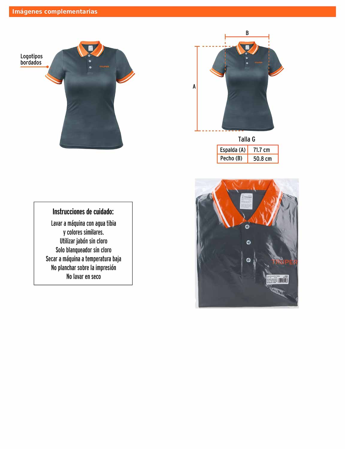 Playera polo performance para mujer color gris en talla G