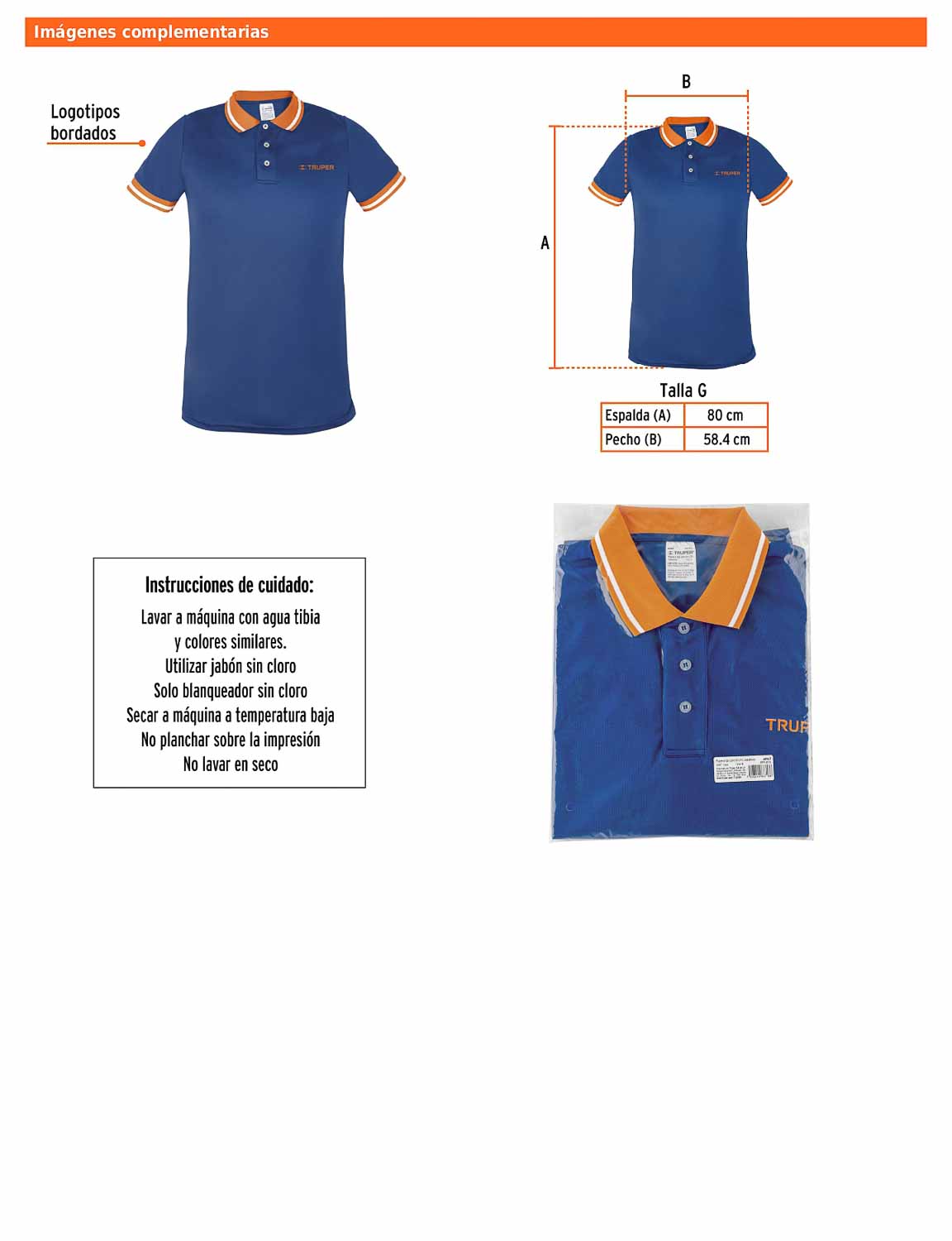 Playera polo performance para hombre azul talla grande