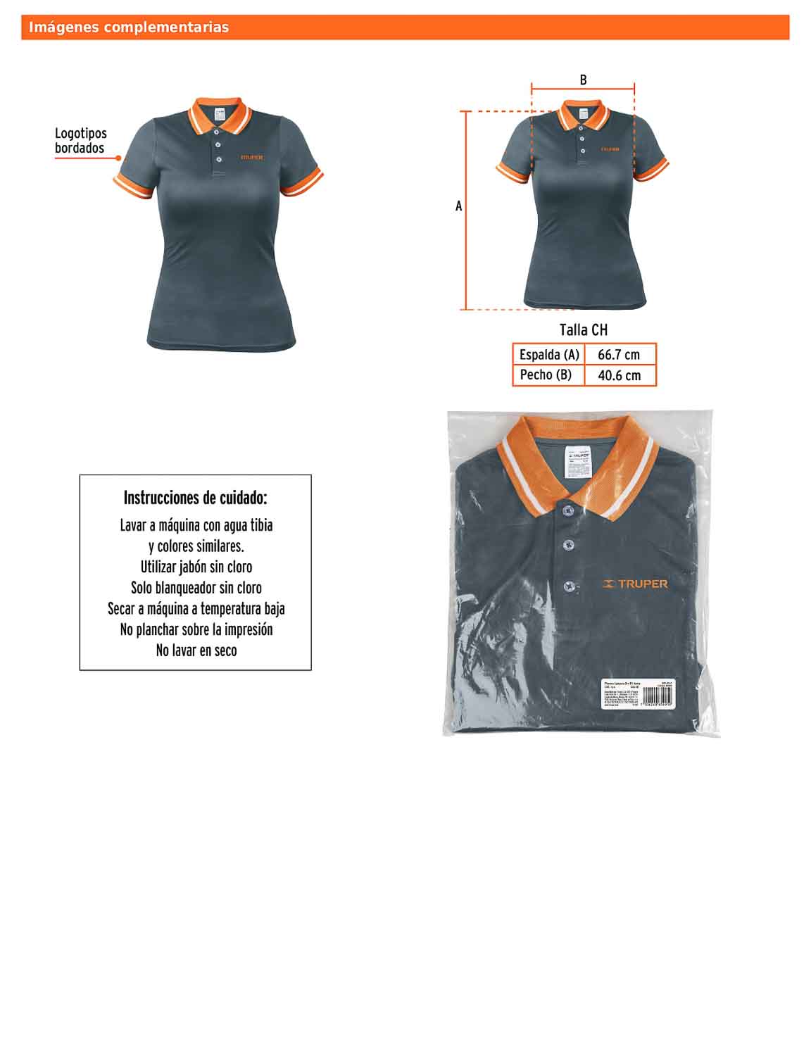 Playera polo performance para mujer color gris en talla CH