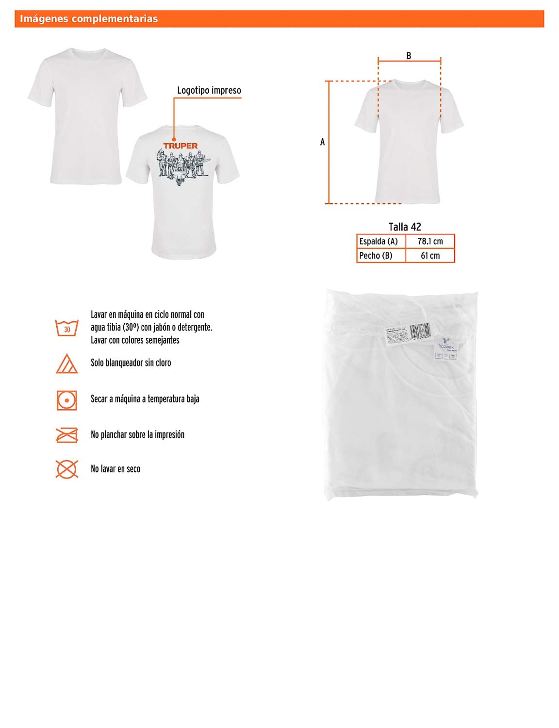 Playera cuello redondo para hombre color blanco en talla EG