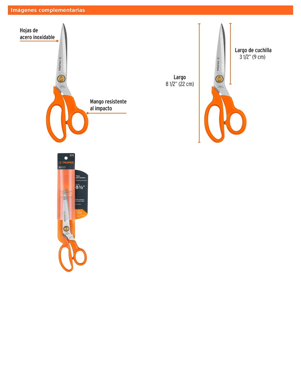 Tijera para costura de acero inoxidable 8.5 pulgadas