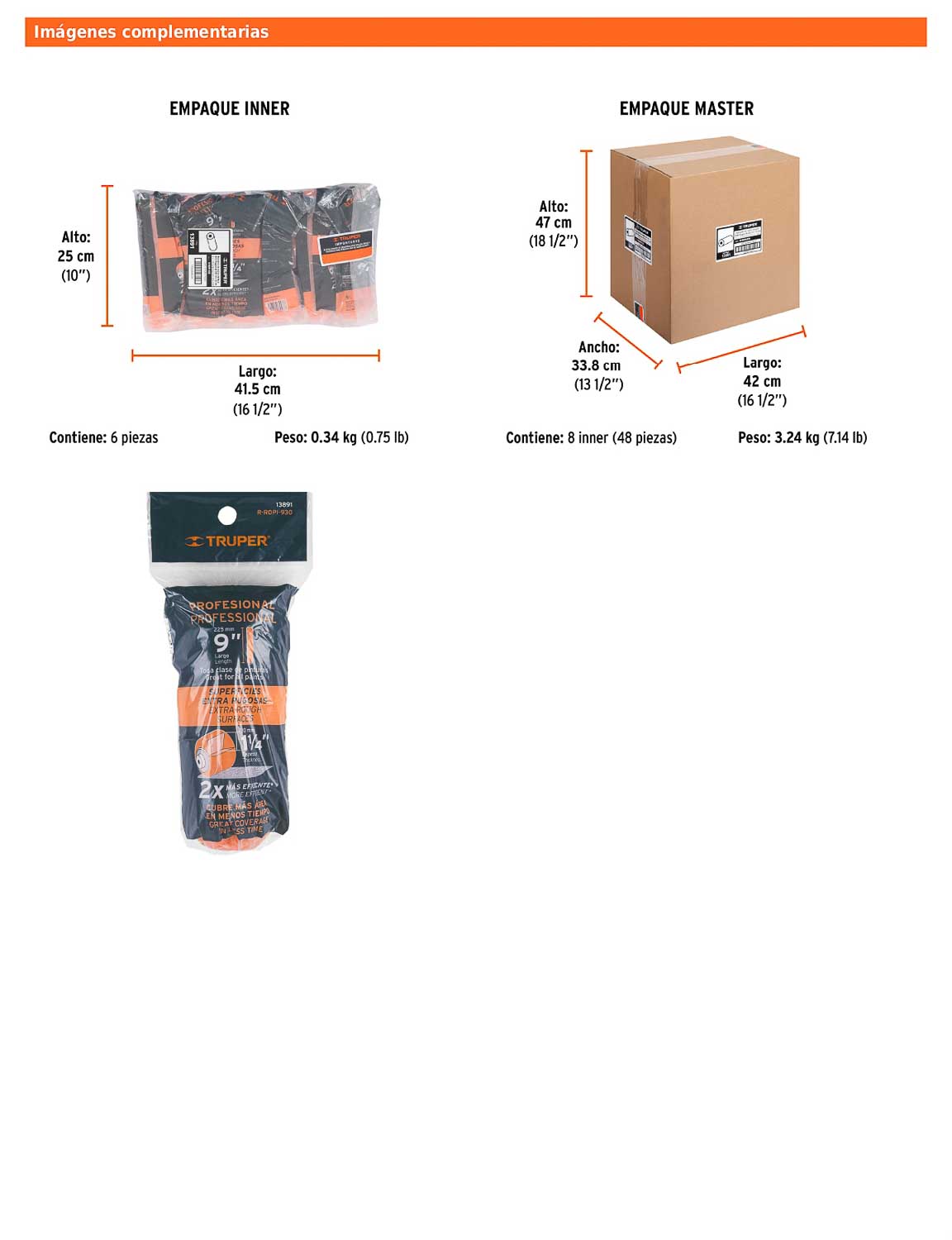 Felpa para rodillo de 9 pulgadas por 1 1/4 para superficies extrarrugosas