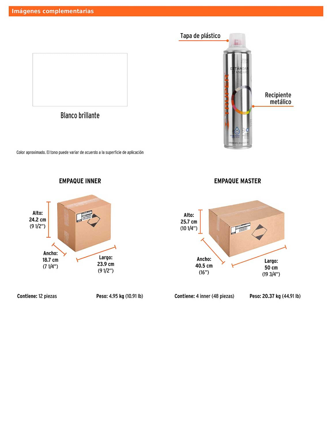 Pintura en aerosol blanco brillante bote esbelto de 400 ml