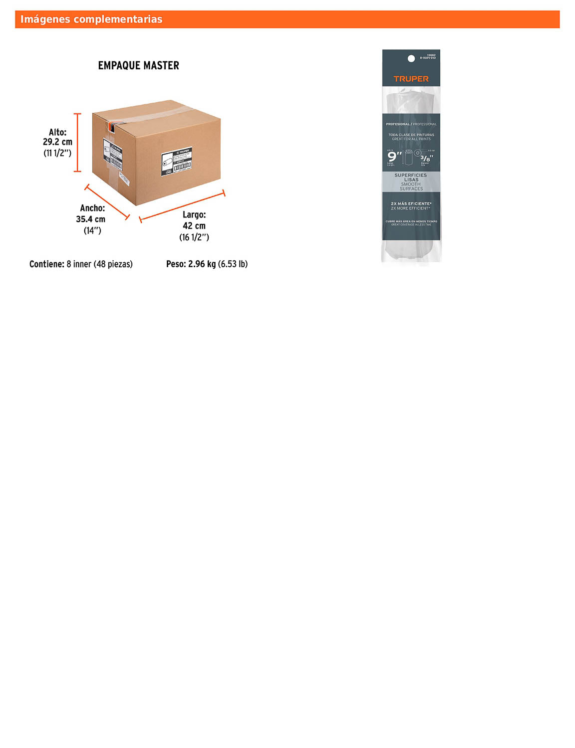 Felpa para rodillo de 9 pulgadas por 3/8 para superficies lisas