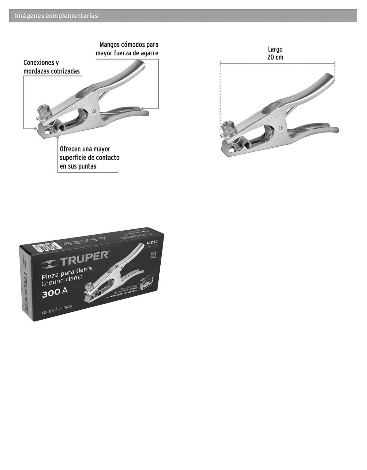 Pinza para tierra de 300 A