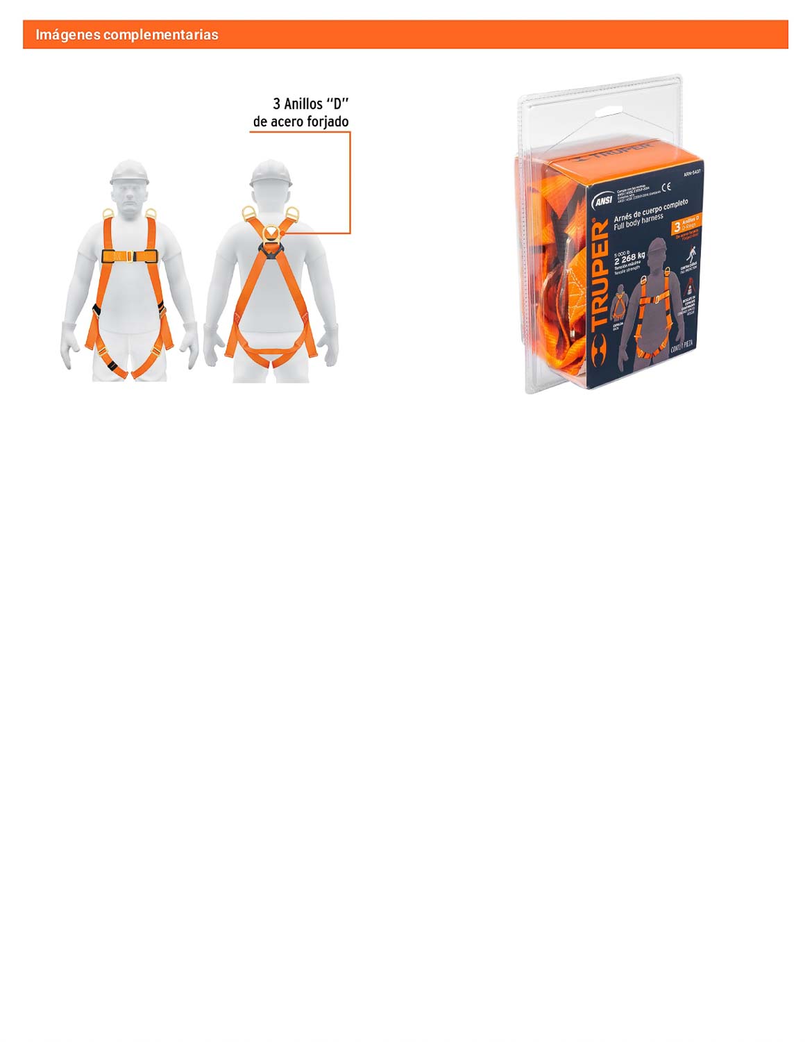 Arnés de cuerpo completo con 3 anillos