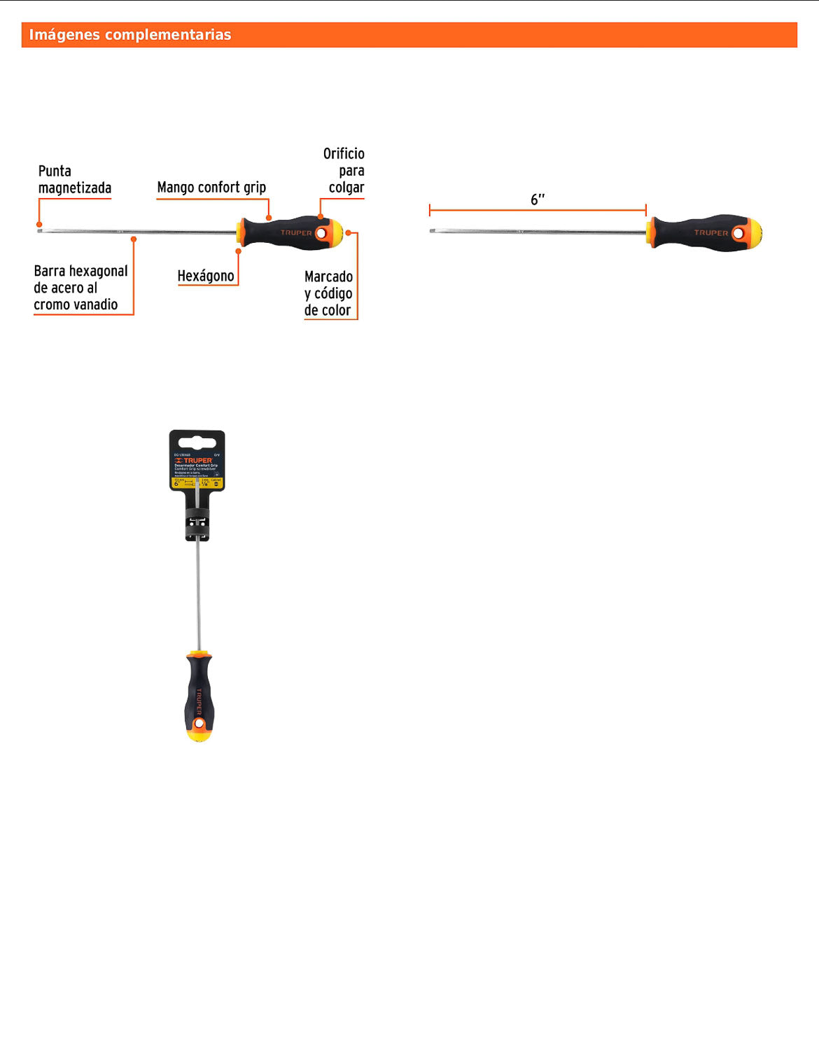 Desarmador cabinet de 1/8 con barra de 15.24 cm y mango Comfort Grip
