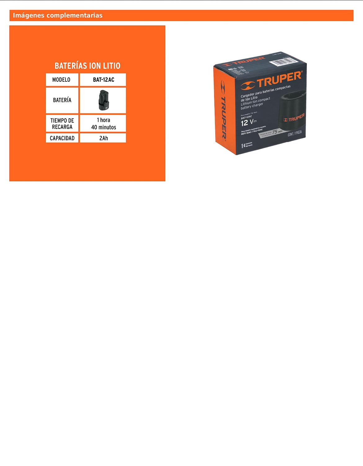 Cargador de baterías de 12 V para ROTI-12AC y TALI-12AC