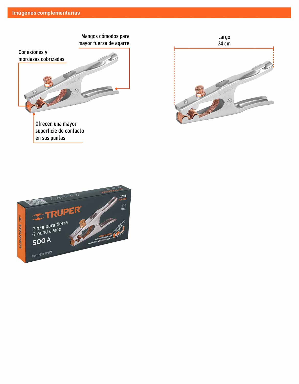 Pinza para tierra de 500 A