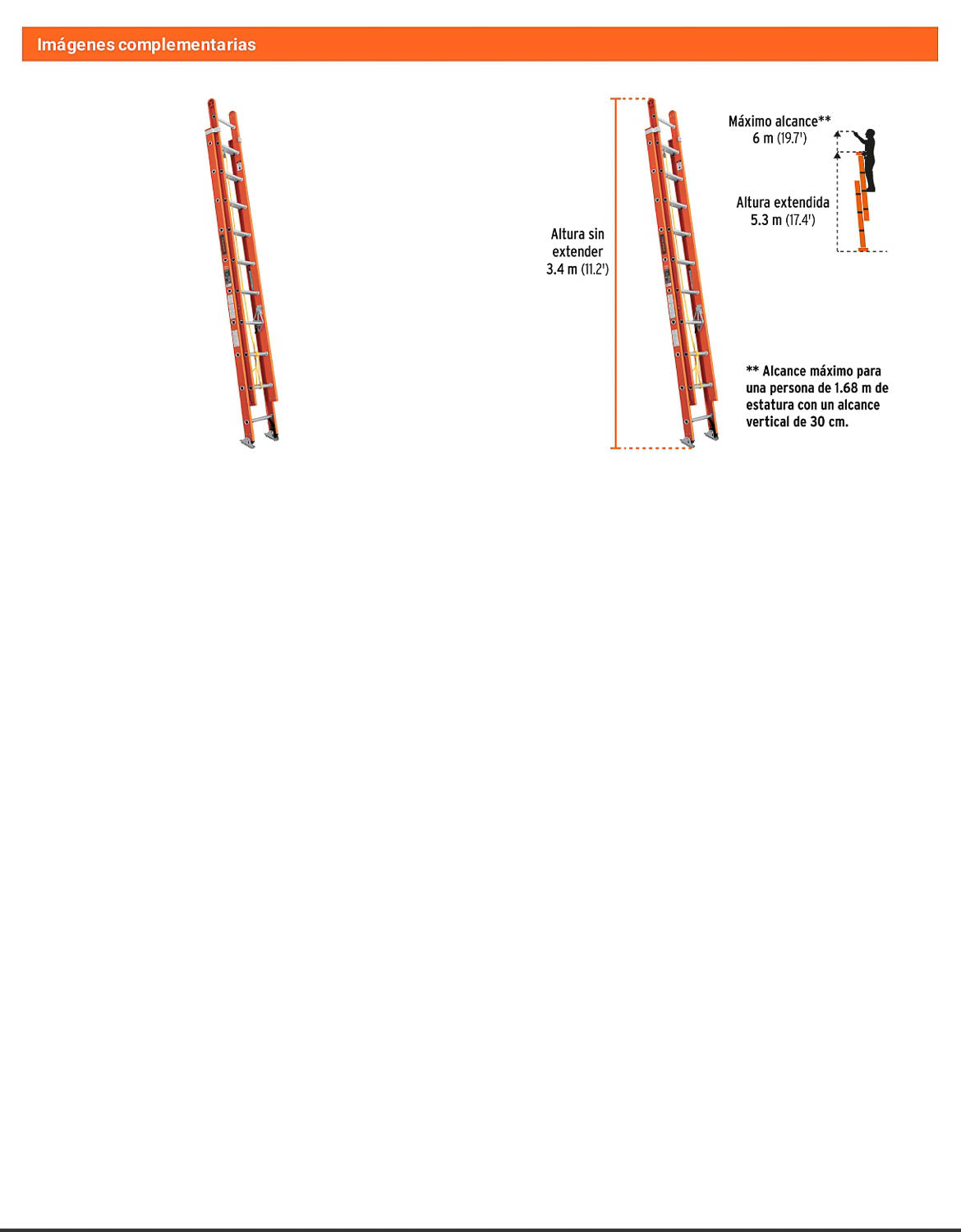 Escalera de extensión fibra de vidrio tipo II 20