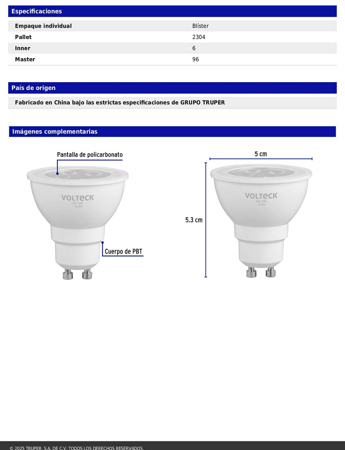 Lámpara LED de 4W tipo MR16 con luz de día