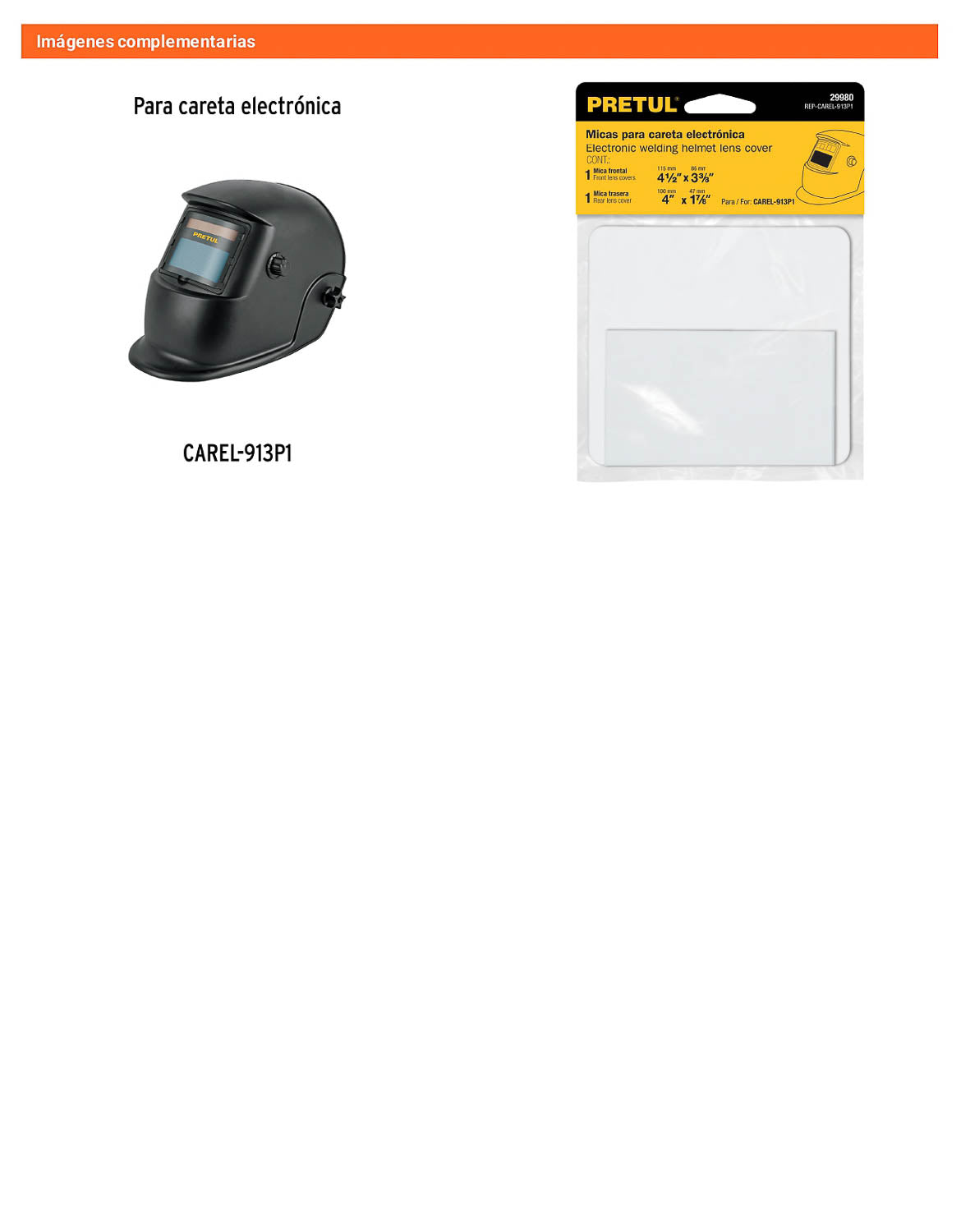 Bolsa con 2 micas para careta CAREL-913P1