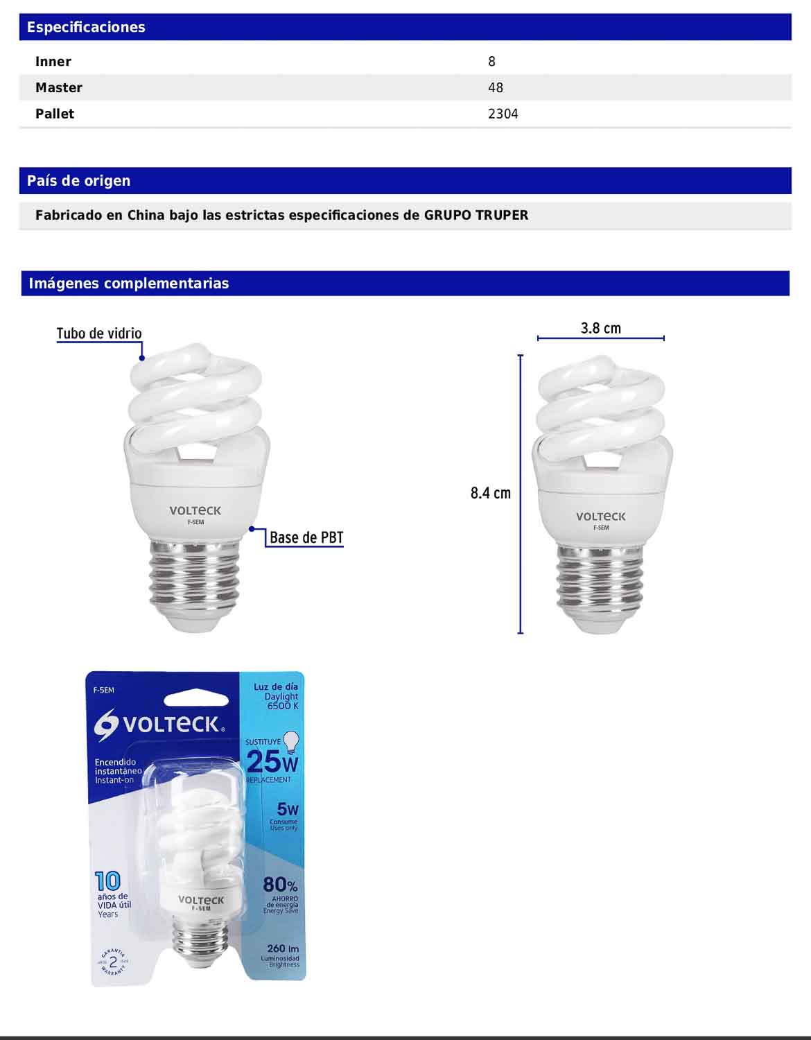 Lámpara espiral mini T2 de 5 W con luz de día