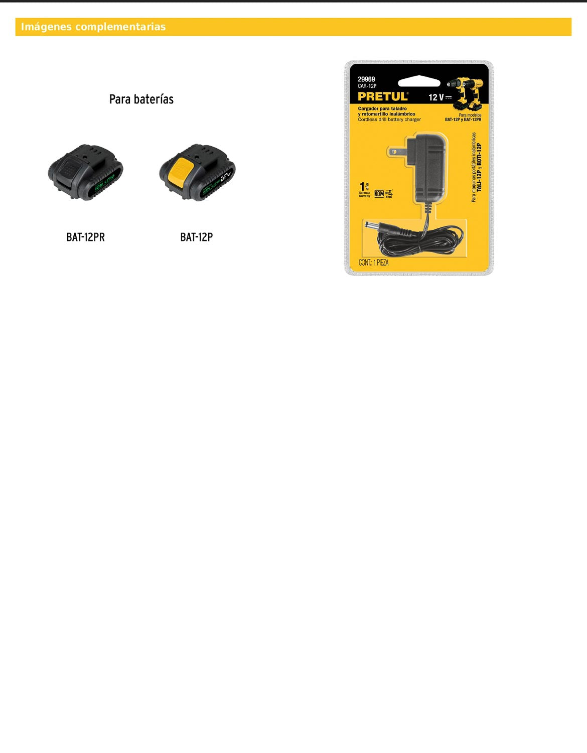 Cargador de baterías de ion litio de 12 V para taladro TALI-12P