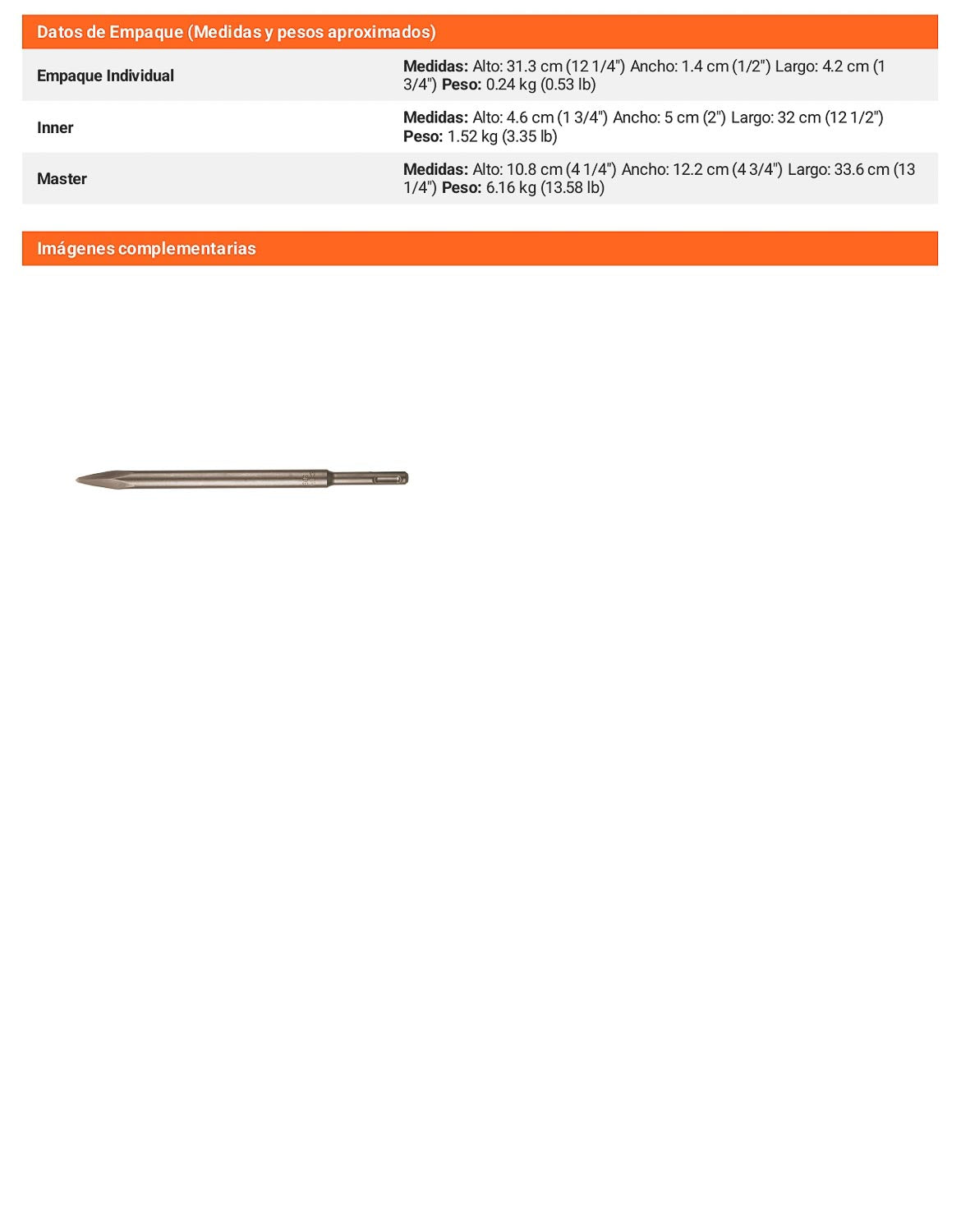 Cincel de punta SDS Plus de 10"