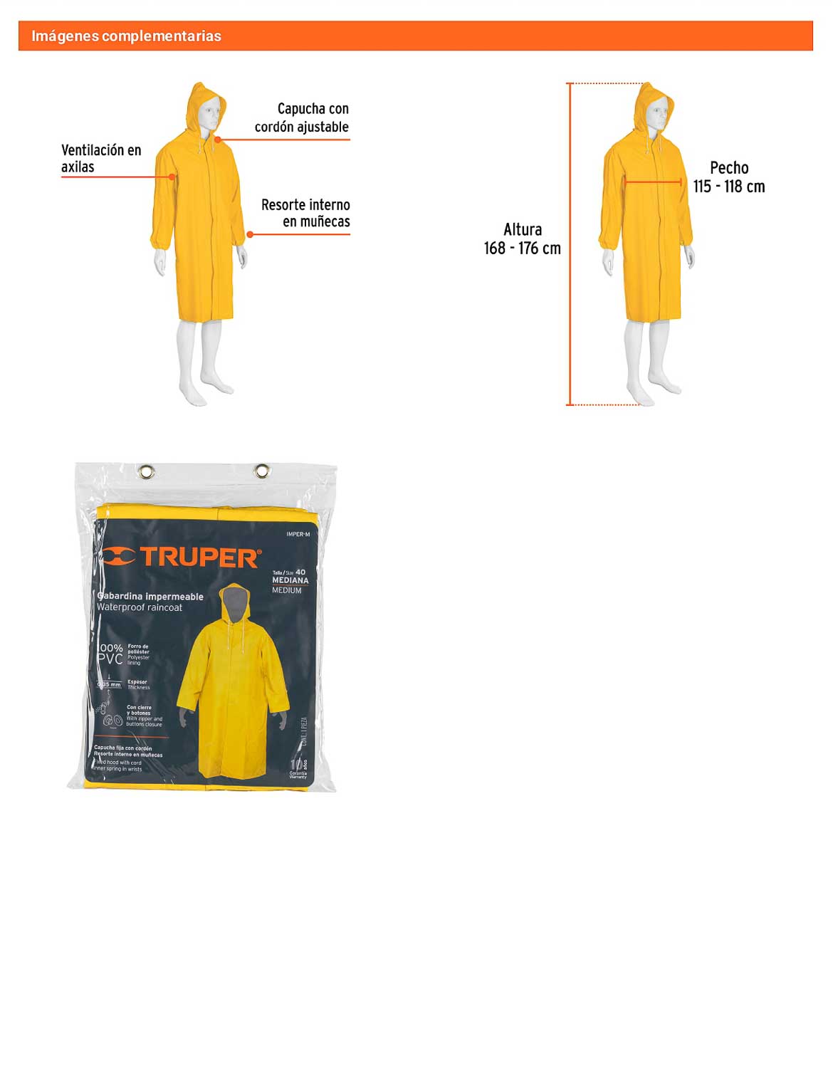 Gabardina impermeable doble capa talla M