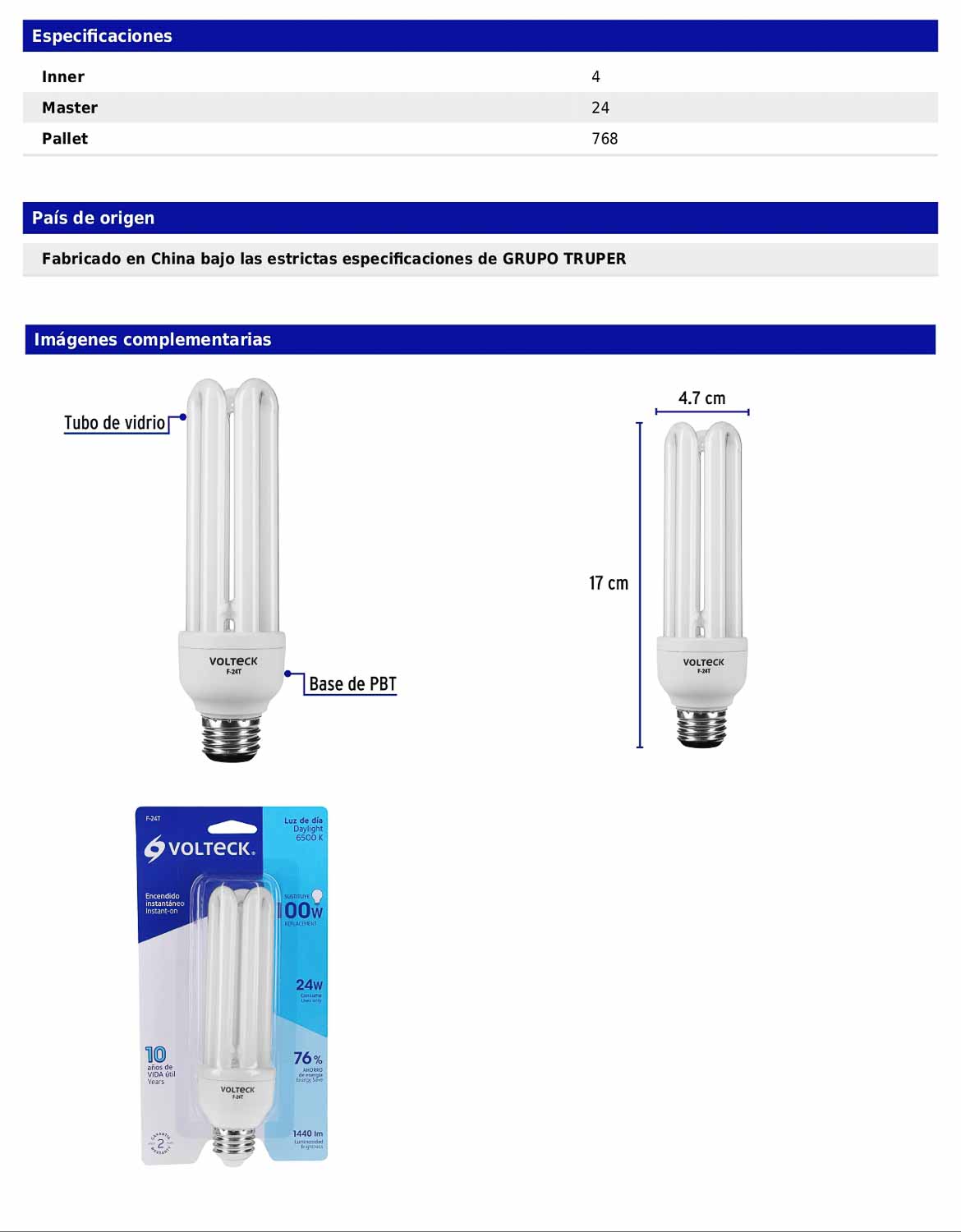 Lámpara triple T4 de 24 W con luz de día